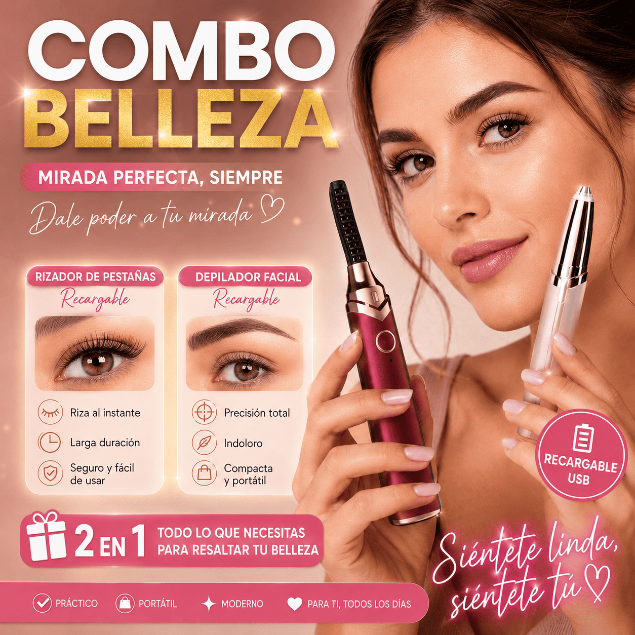 Combo Belleza Rizador+ Depiladora ceja