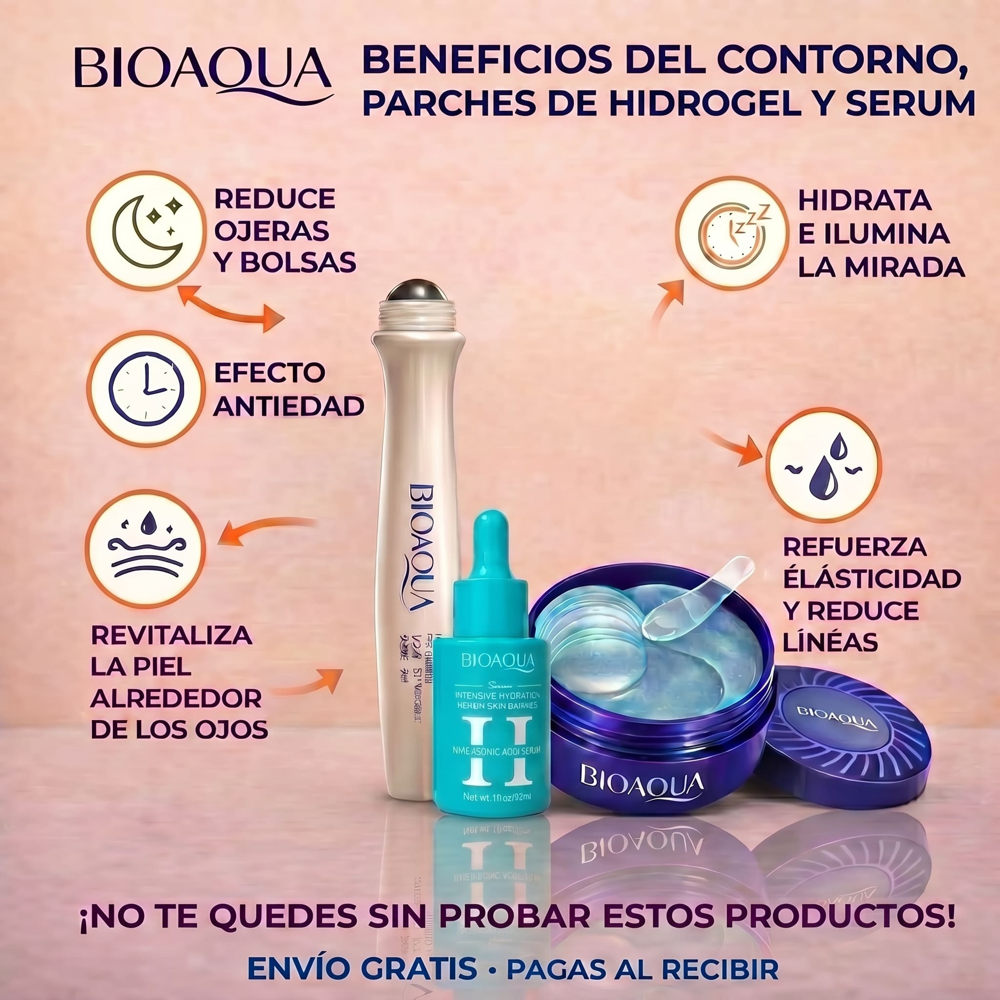 Kit bioaqua 3 en 1 parches, contorno y sérum