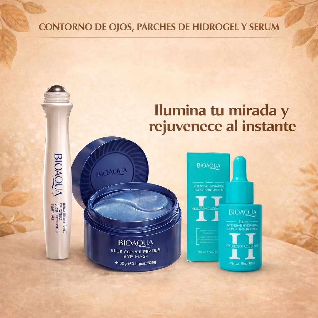 Kit bioaqua 3 en 1 parches, contorno y sérum